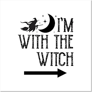 I'm With The Witch Funny Halloween Couple Posters and Art